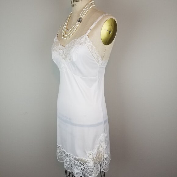 Vintage 1950's White Lace Trimmed Full Slip by Van Raalte Ladies 32 ~ Small - Picture 6 of 8